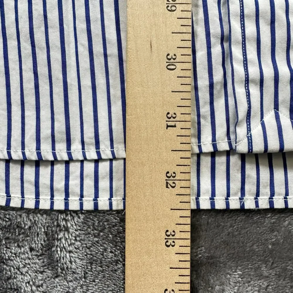 Polo Ralph Lauren Shirt Men’s 17.5” 34/35‎ White/Blue Classic Fit Striped Preppy